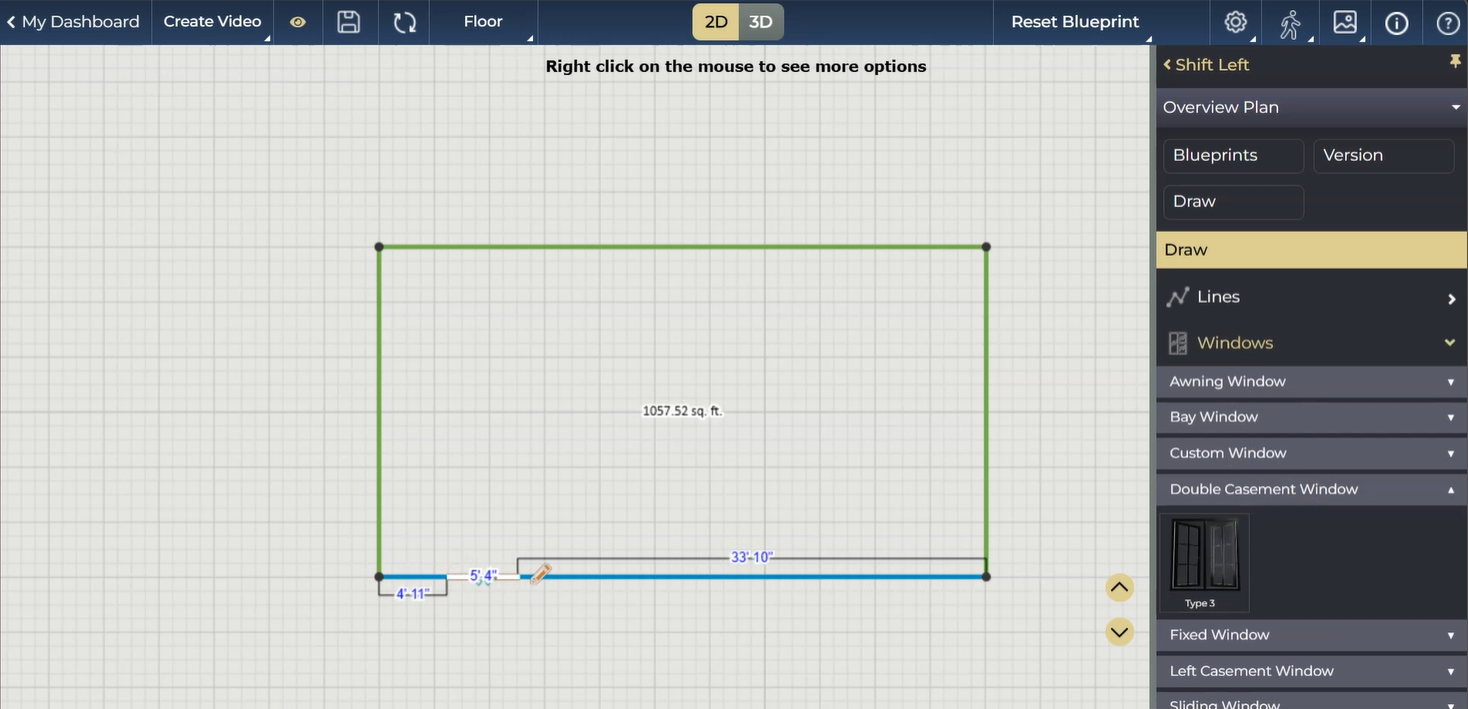 2D designer, 2D view, create structure of housee