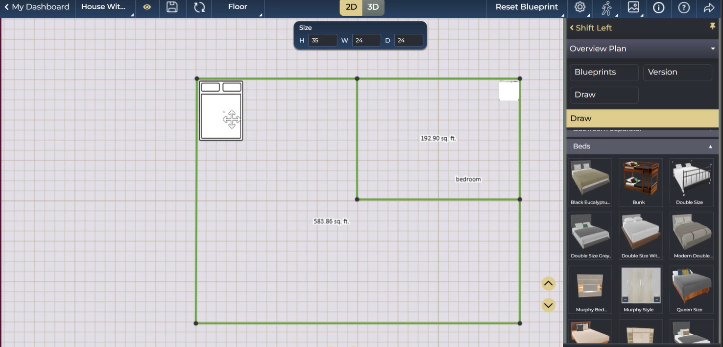 2D designer, 2D view, create structure of housee
